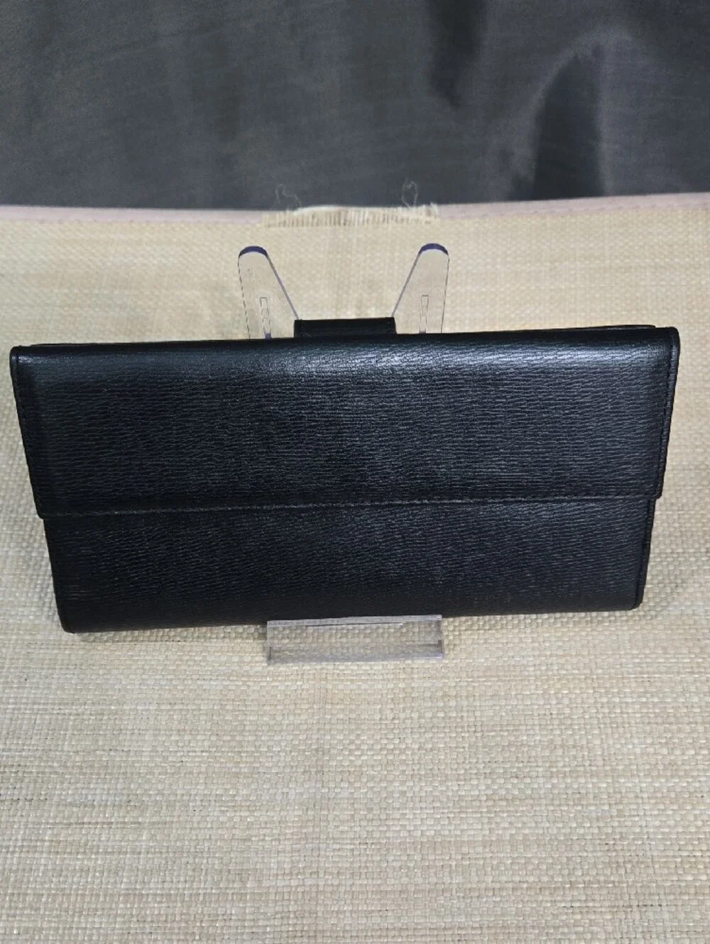 Gucci Black Leather Continental Wallet with Gunmetal Logo Plate